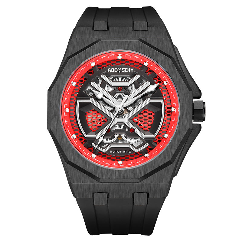 Trendy Hollow Mechanical Watch With Luminous Display And Water Resistance For Men