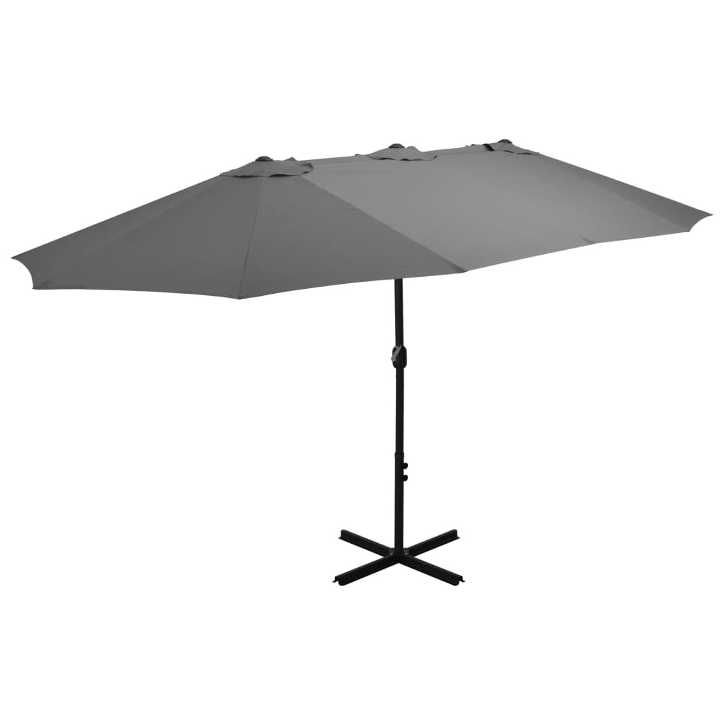 vidaXL Garden Parasol with Aluminum Pole 181.1"x106.3" Anthracite