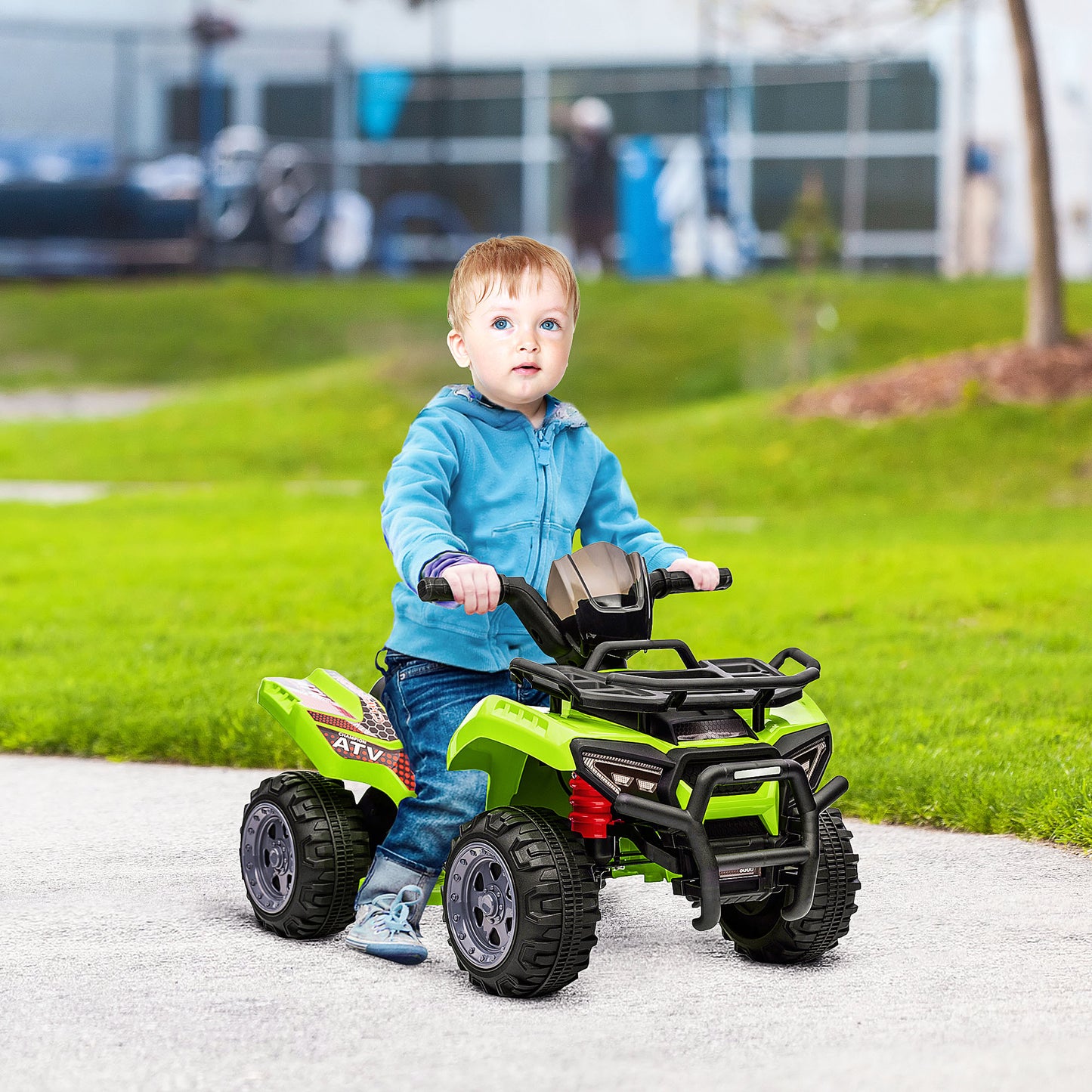 6V Kids Electric Ride On Car Toddlers Quad Bike All Terrain Vehicle Toy With Music For 18-36 Months Green
