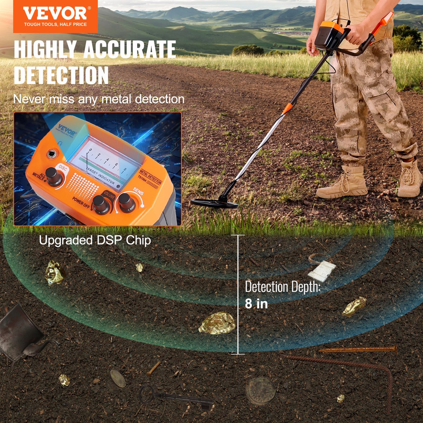 Metalldetektor Kit Für Erwachsene Multifunktionaler Profi-Detektor Mit 2 Modi Metallsuchgerät Wasserdichte 20,3cm Spule Für Größere Tiefe, Mit Schaufel Und Tragetasche
