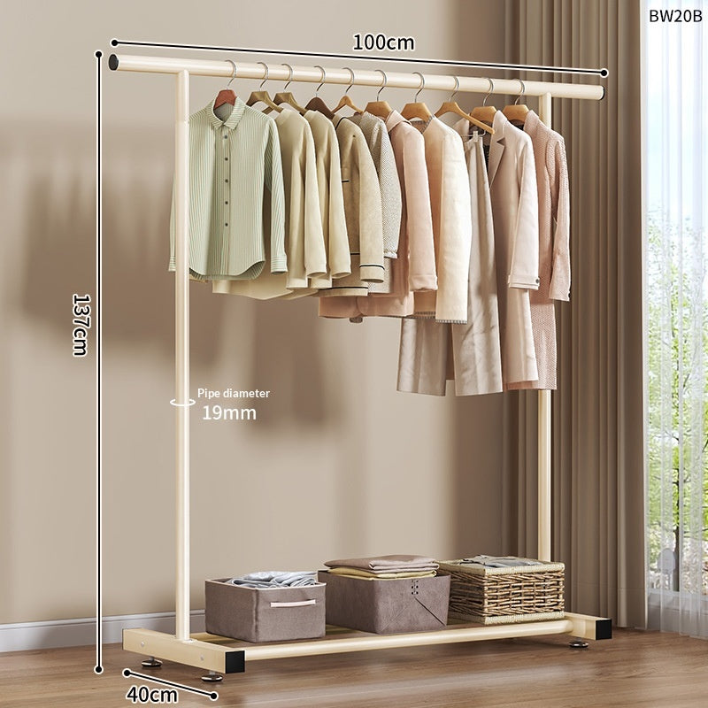 White Base VersionDrying Rack Flooring Home Bedroom Hanging Clothes Folding Single Pole Simple Indoor Dormitory Mobile Sunbathing Clothes Hat Rack
