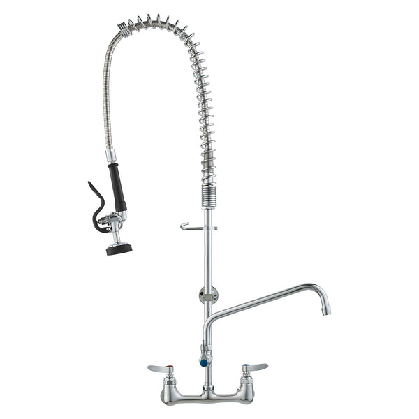 Kommerzieller Wasserhahn Mit Vorspülbrause, 915  Höhe, 30,5 Cm Schwenkauslauf, Küchenspülenarmatur Zur Wandmontage, Gerät Aus Messing Mit Ausziehbarer Brause, Für 1/2/3-Fach-Spüle