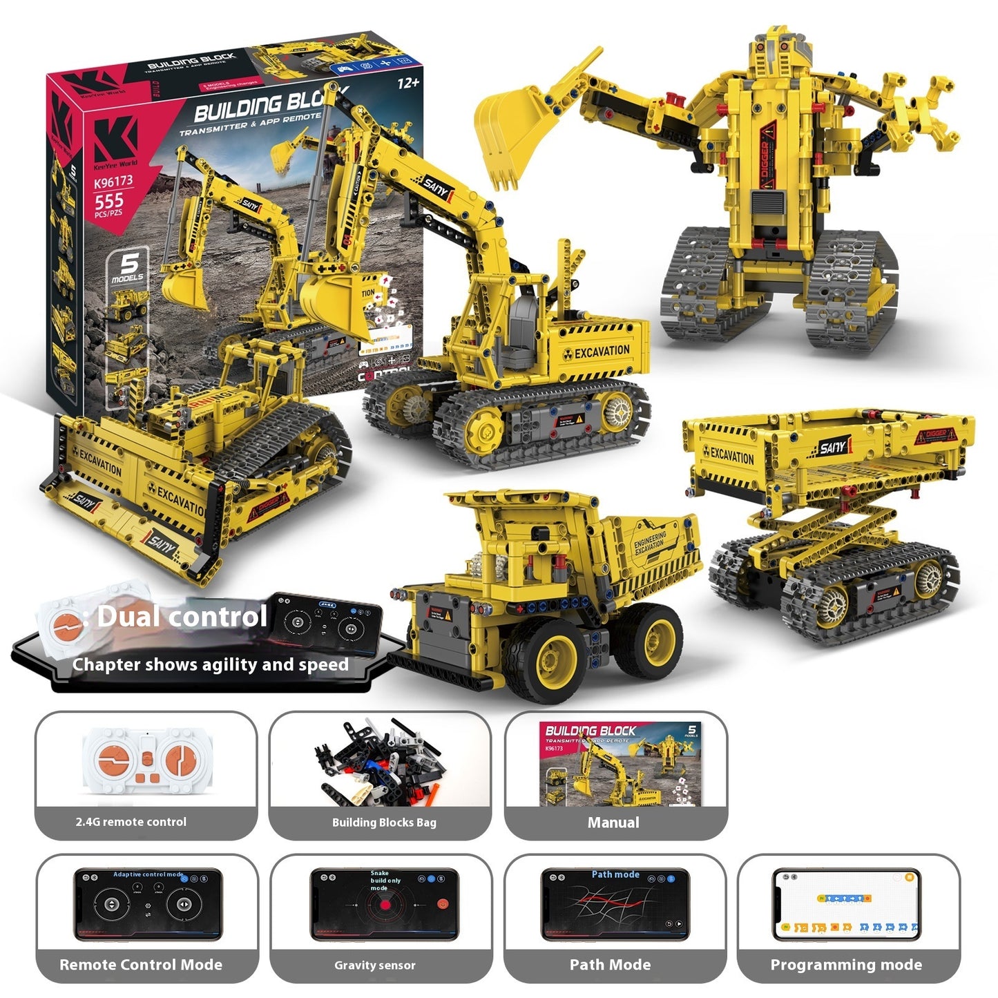 Programming Robot Electric Building Blocks Remote Control Car Toys