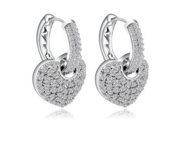 Full Diamond Zircon Micro-inlaid Peach Heart Love Earrings Earrings Jewelry Female