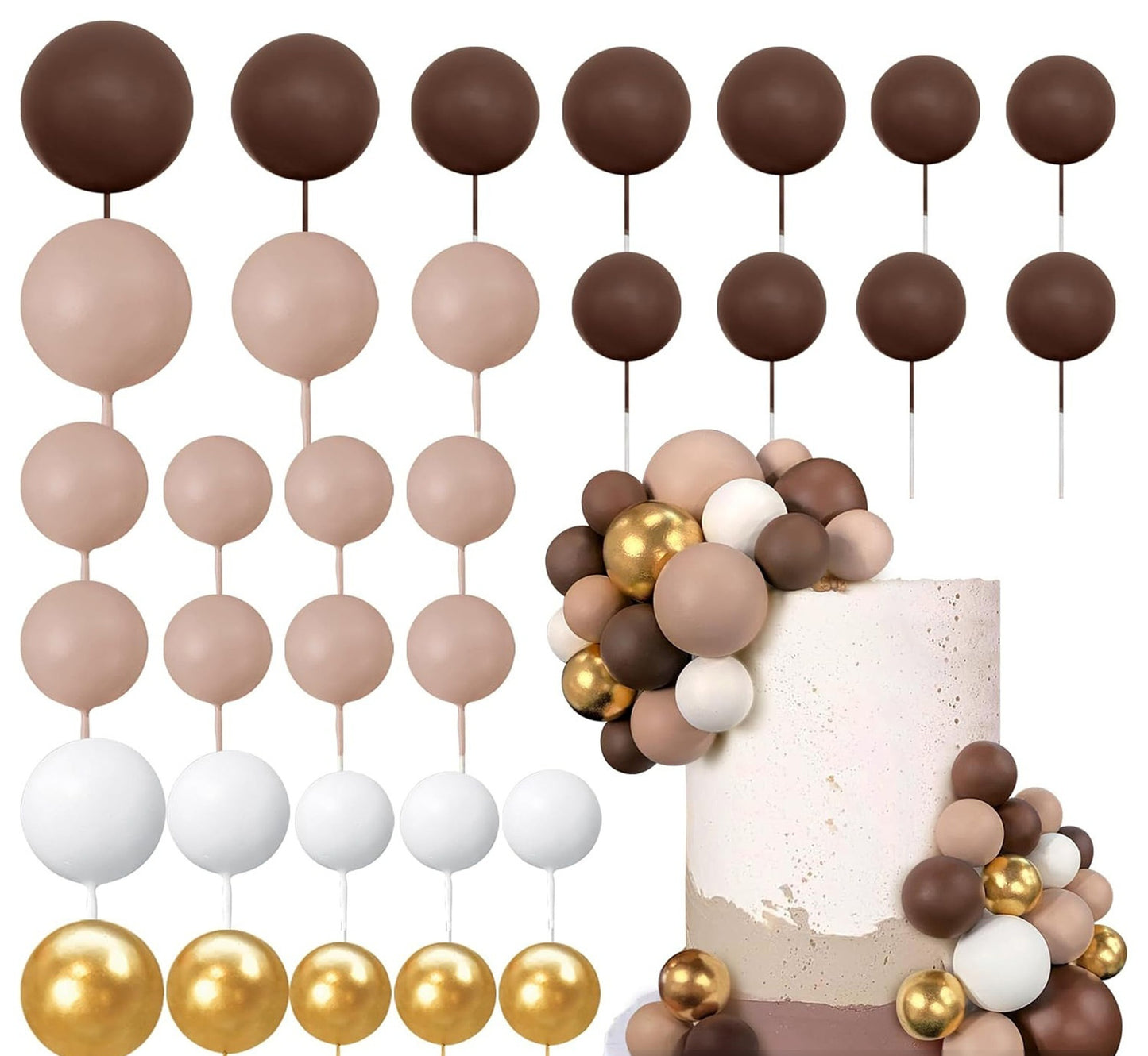 32 Pcsset Colorful Foam Ball Birthday Cake Decoration Multi-style Plug-in