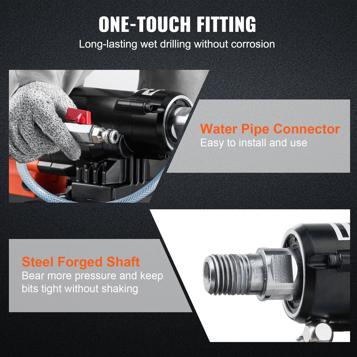 Diamond Core Drilling Machine, 8in Wet&Dry Concrete Core Drill Rig With Stand, 750RPM Speed