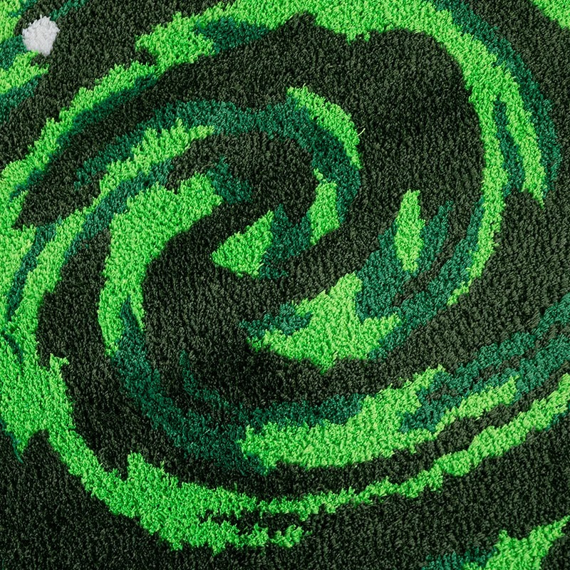 Round Green Moss Carpet Bedside