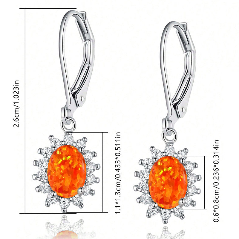 Multi-colored Oval Opal Earrings And Chalcedony