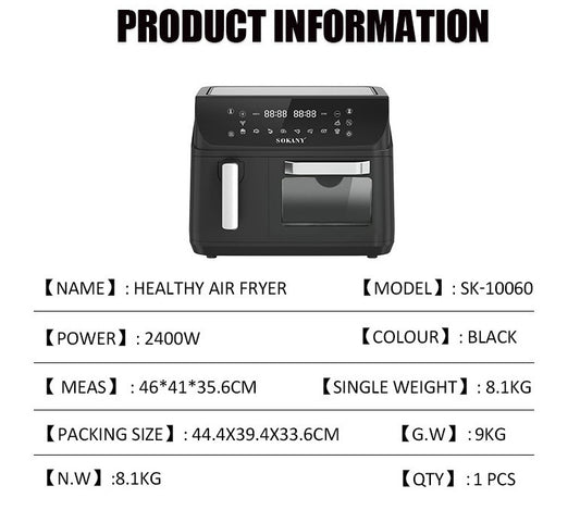 SOKANY10060 AIR FRYER Household 125L Healthy FRYER Visualization Double Pot FRYER AIR FRYER