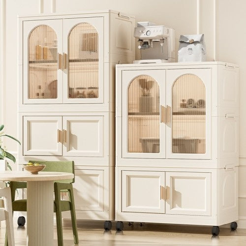 25.59 Side Wide Folding Wardrobe   25.59x15.75x57.09  With Magnetic Door Plastic Storage Cabinet With Wheels  One Layer Of Wardrobe X  Two Layers Of Folding BoxesX 10 Hangers