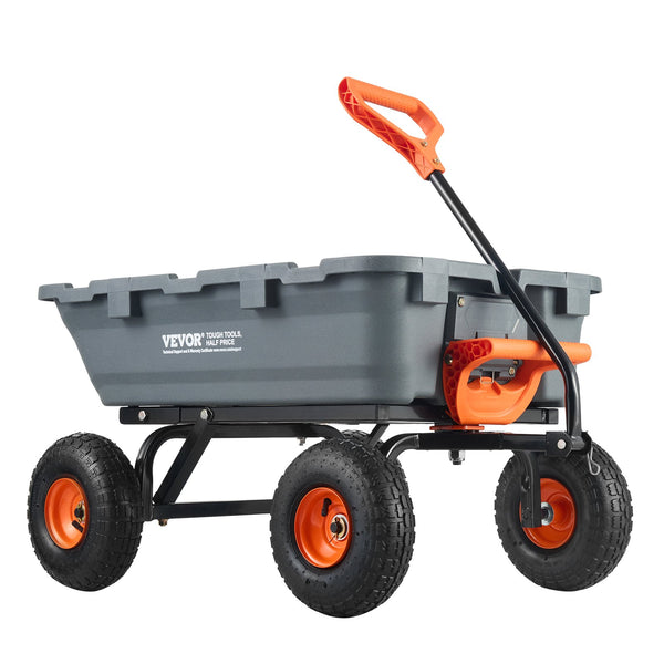 Gartenwagen, Gartenkarre Mit Leicht Zu Montierendem Stahlrahmen, Kippbarer Transportwagen Mit Umwandelbarem 2-in-1-Griff, Mehrzweck-Schubkarre Mit 360 Kg Tragfähigkeit, 255 Mm Reifen
