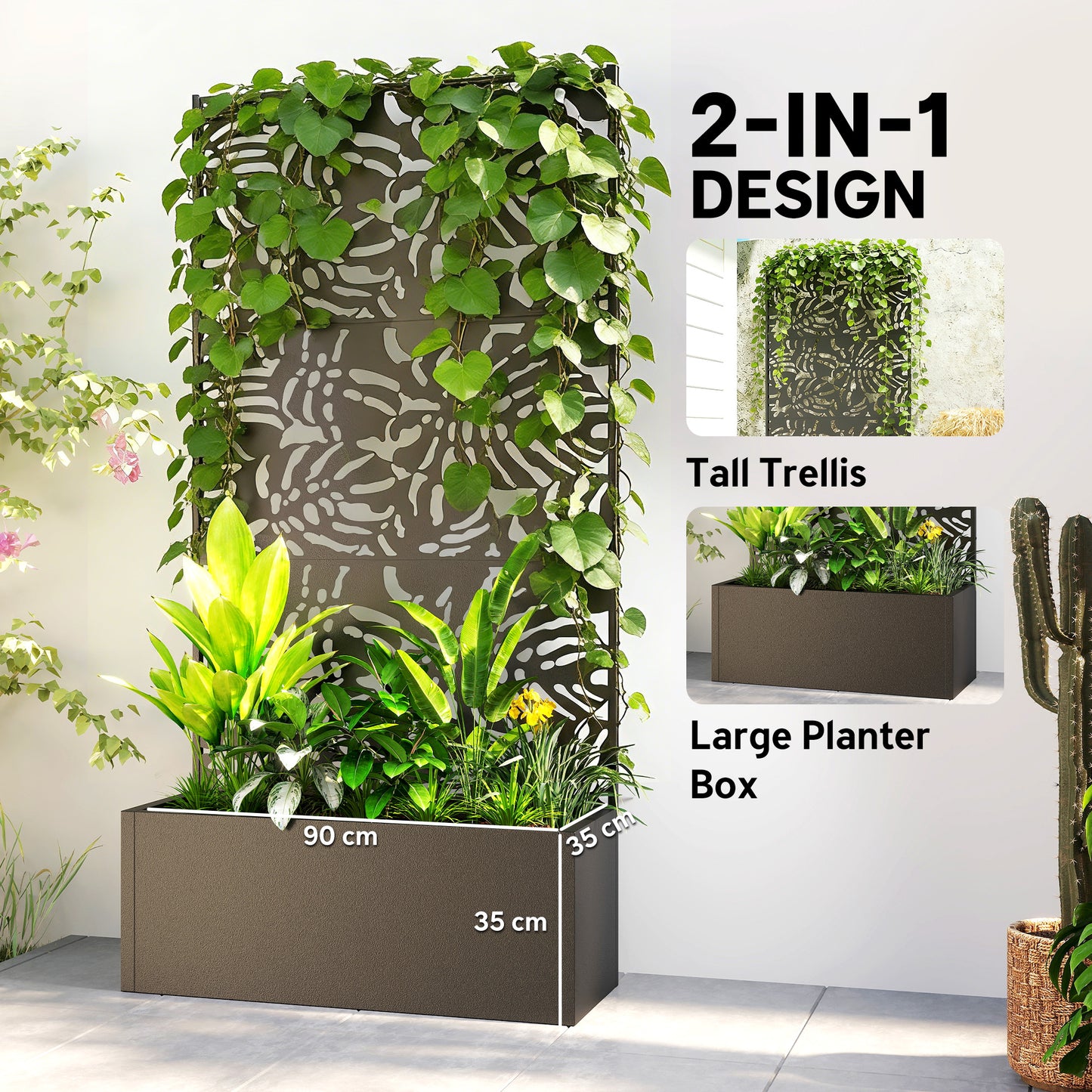 Metal Planter Box With Trellis