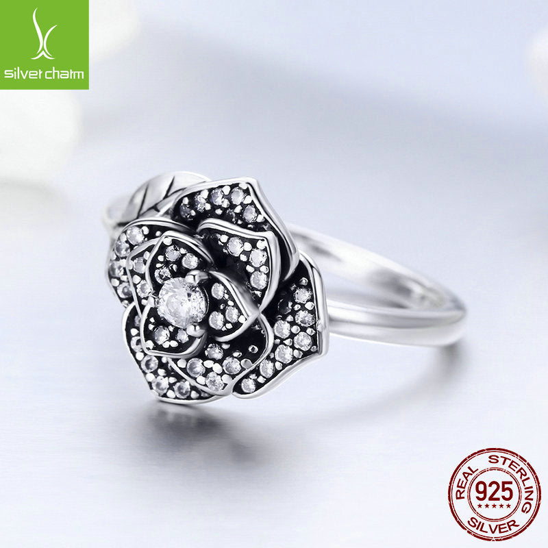 S925 Sterling Silver Ring Women&#039;s Opening Rose