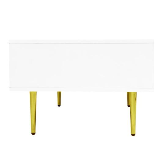 White High-gloss Coffee Table, Modern And Simple, With 2 Drawers