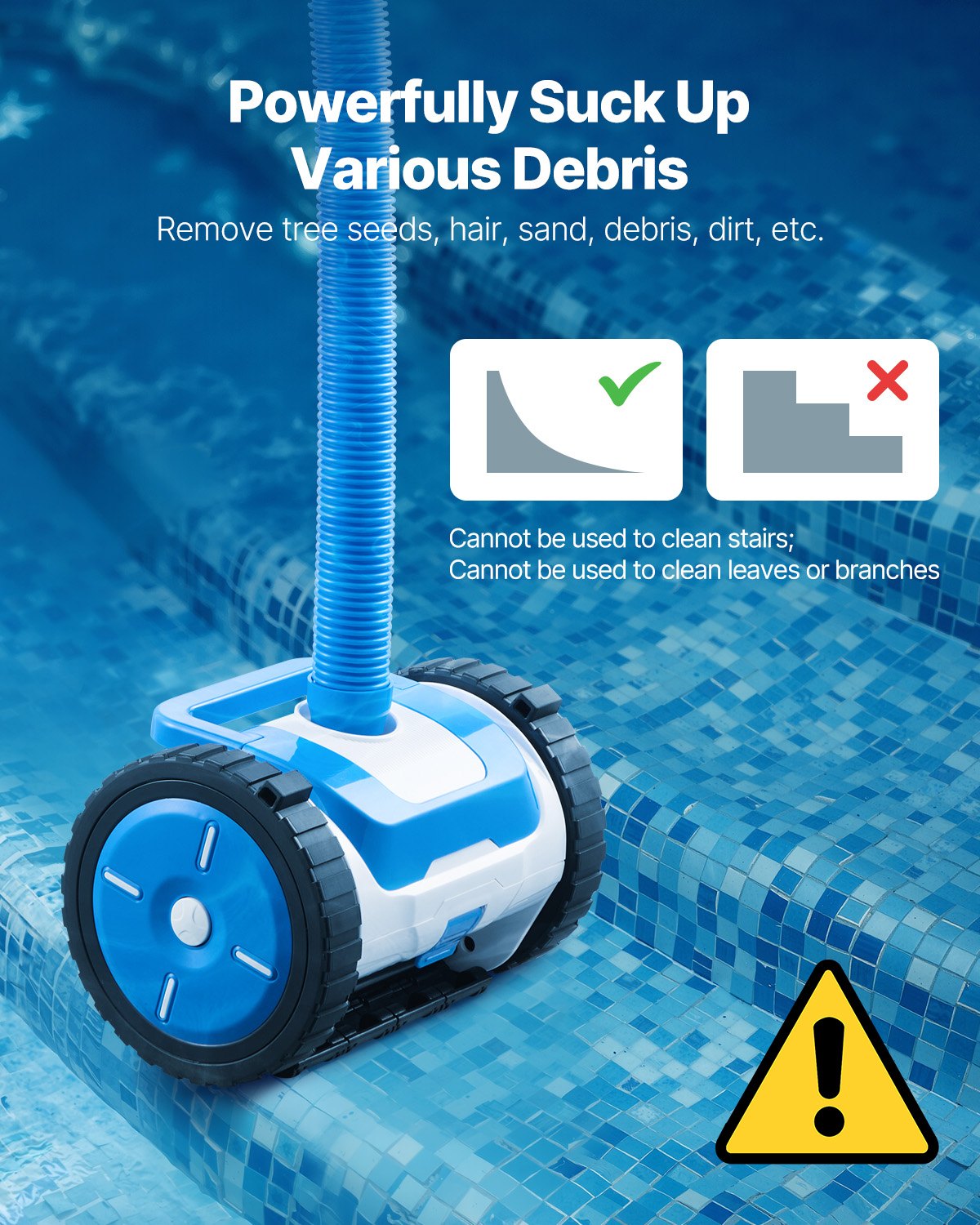 Suction Pool Cleaner, Automatic Pool Vacuum Cleaner, Suction Side Automatic Pool Cleaner, Suction Vacuum Pool Sweeper With 2 Wheels, For In-ground Pool And Above-Ground Pool Up To 20 X 40 Ft