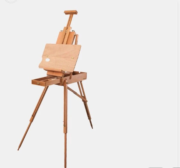 Italian Beech Sketch Portable Paint Box Wooden Pull Rod Oil Painting Box Paint Box Portable Art Oil Painting Easel