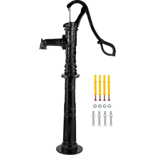 Hand Water Pump With Stand, 15.7 X 9.4 X 53.1 Inch Pitcher Pump & 26 Inch Pump Stand With Pre-set 1/2" Holes For Easy Installation, Rustic Cast Iron Well Pump For Yard, Garden, Farm Irrigation,B