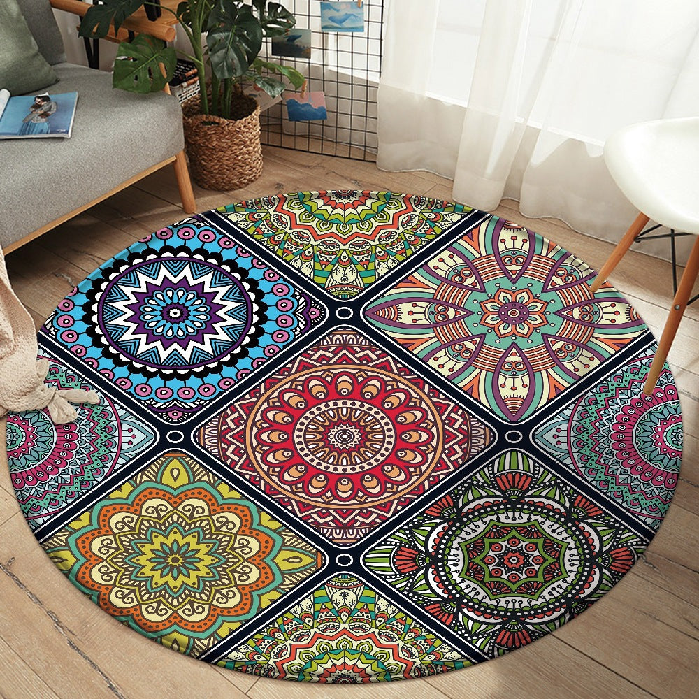 Flannel Carpet Mandala Printed Round