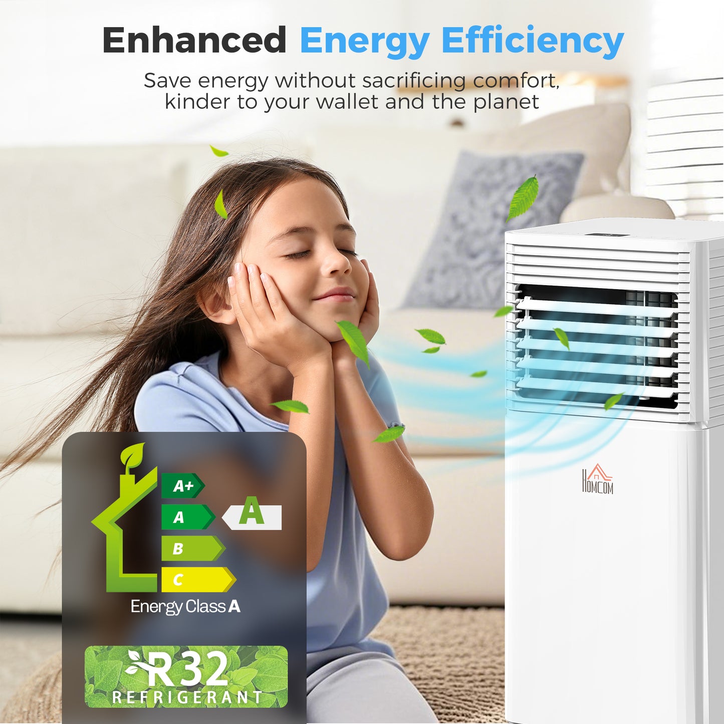 10000 BTU Mobile Air Conditioner for Cooling and Dehumidifying, Remote Control, 24H Timer, LED Display, White