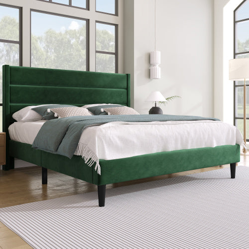 Linen Bed Frame With Slatted Frame