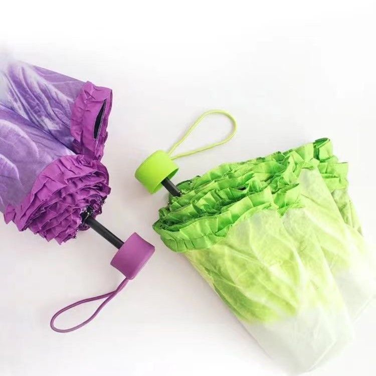 Cute Cabbage Purple Sweet Umbrella Folding Sun Protection Umbrella For Men