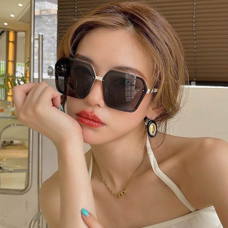 Korean-style Irregular Box Sunglasses Women&#039;s Internet-famous Slim-fit Polygon Sunglasses Trendy Atmospheric All-match Black Glasses