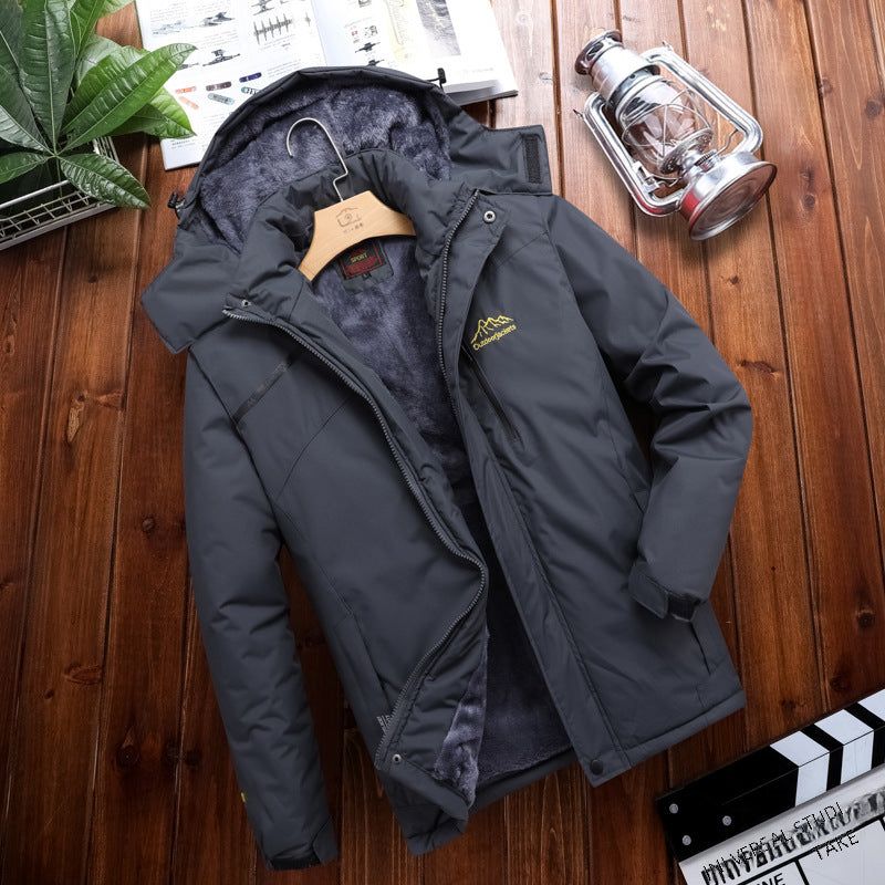 Outdoor Jacket Men And Women Autumn And Winter Outdoor Waterproof Breathable Fleece-lined Thickened Mountaineering Suit