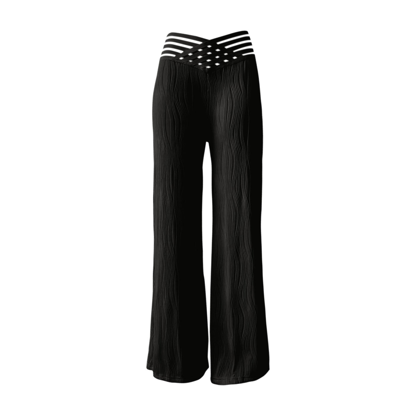 Women&#039;s High Waist Casual Pants Draping Pleated Hollow Water Ripple Wide Leg Pants Women&#039;s Trousers