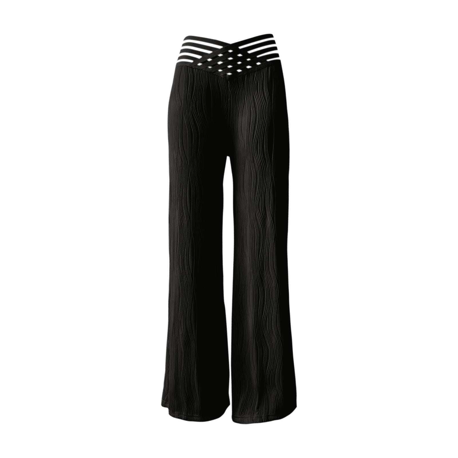 Women&#039;s High Waist Casual Pants Draping Pleated Hollow Water Ripple Wide Leg Pants Women&#039;s Trousers