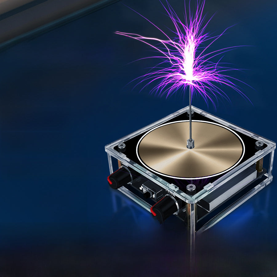Bobina Tesla de música dorada, iluminación artificial, audio táctil 