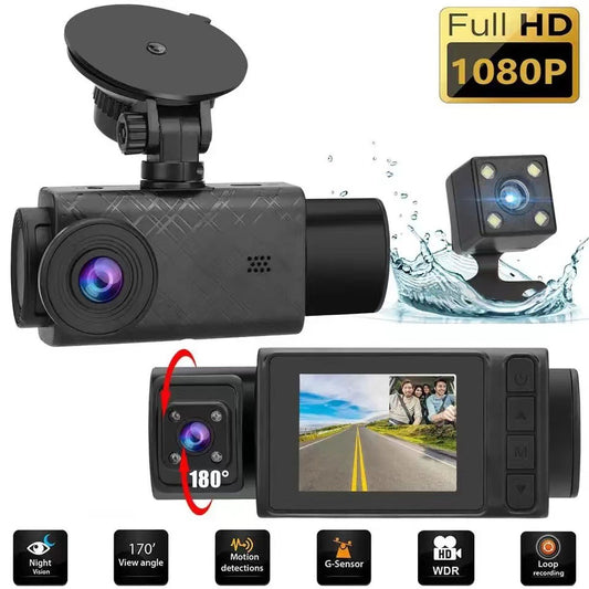 The New Three-lens Driving Recorder 2 Inch HD 1080p Car Front Inside The Car And Rear At The Same Time Video Reversing Image