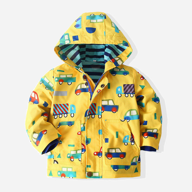 Children&#039;s Clothing Supply Children&#039;s Sports Windbreaker 2021 Spring New Boy Cartoon Car Hoodie Jacket