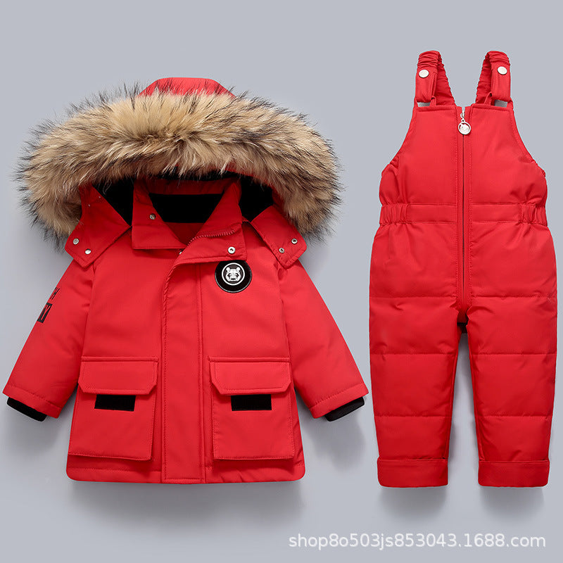 Baby Down Jacket Boys 2022 New Suit Children&#039;s Infants 1-5 Years Old Children&#039;s Western Style Two-piece Winter Suit Thick