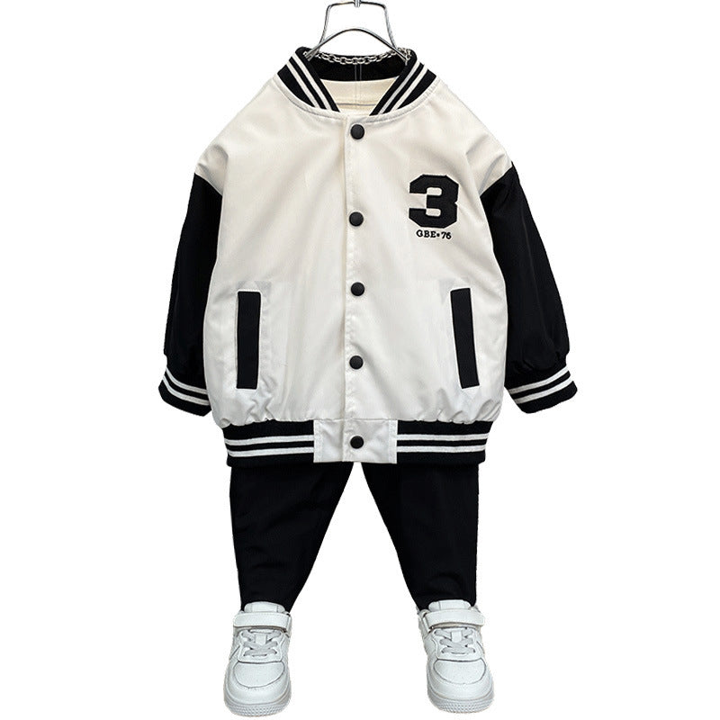 Boys Baseball Uniform Autumn Suit 2022 New Sports Children&#039;s Two-piece Western Style Fashionable Casual Baby Children&#039;s Clothing