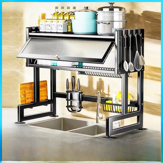 Kitchen Sink Storage Rack Household Countertop Cupboard Punch-Free Dustproof Storage Cabinet Drain Rack Bowl Chopsticks Storage Bowl Rack