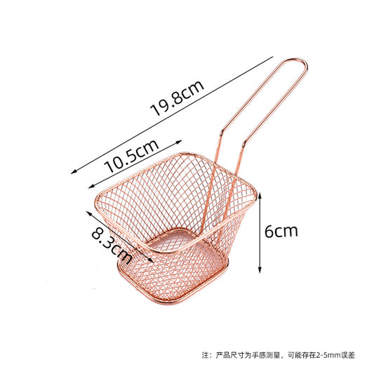Stainless steel french fries fried basket snack fried mesh basket oil drain fried chicken basket french fries basket