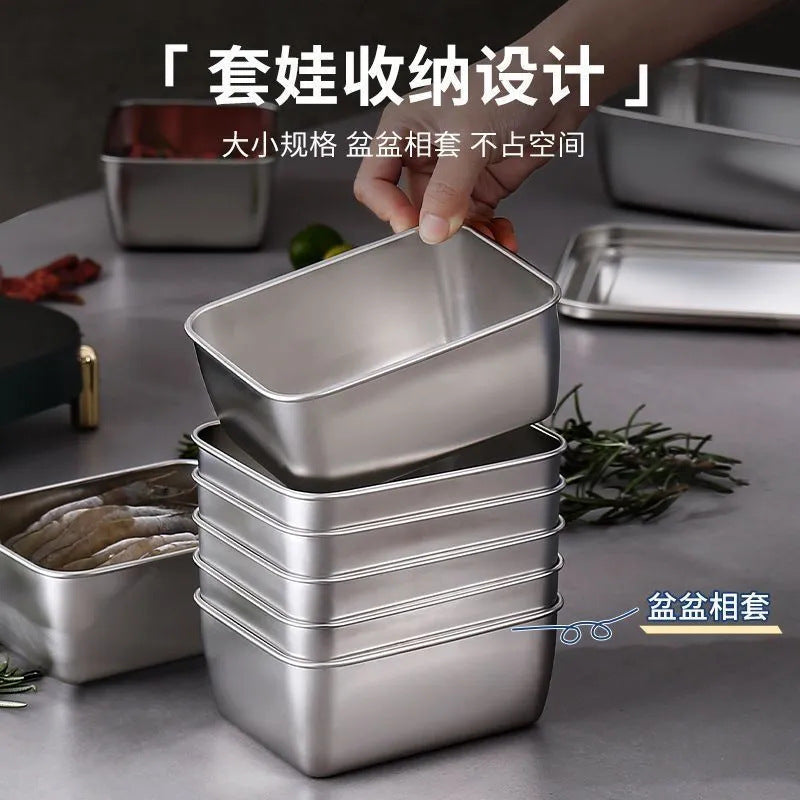 Wholesale Stainless Steel Crisper Box, Commercial Equipped With Vegetable And Small Material Box, Sealed Refrigerator With Lid, Food Preservation And Fruit Box