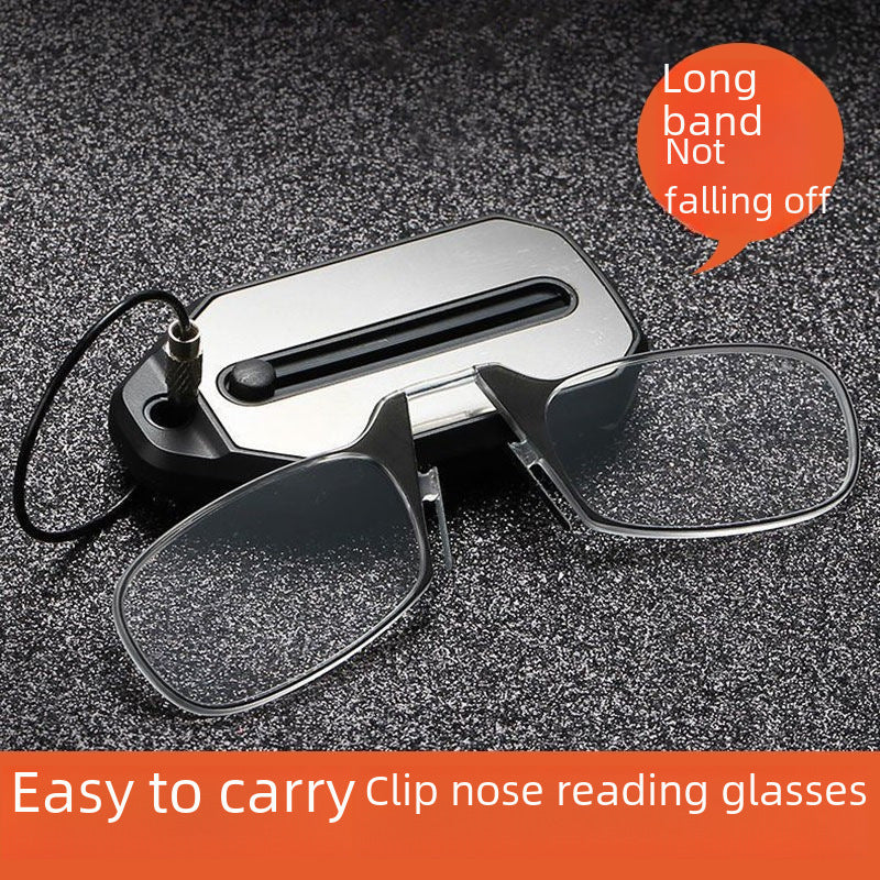 2023 New Style Clip-on-nose Reading Glasses Men&#039;s Portable Keychain Foldable Presbyopia Frame Women&#039;s Wholesale