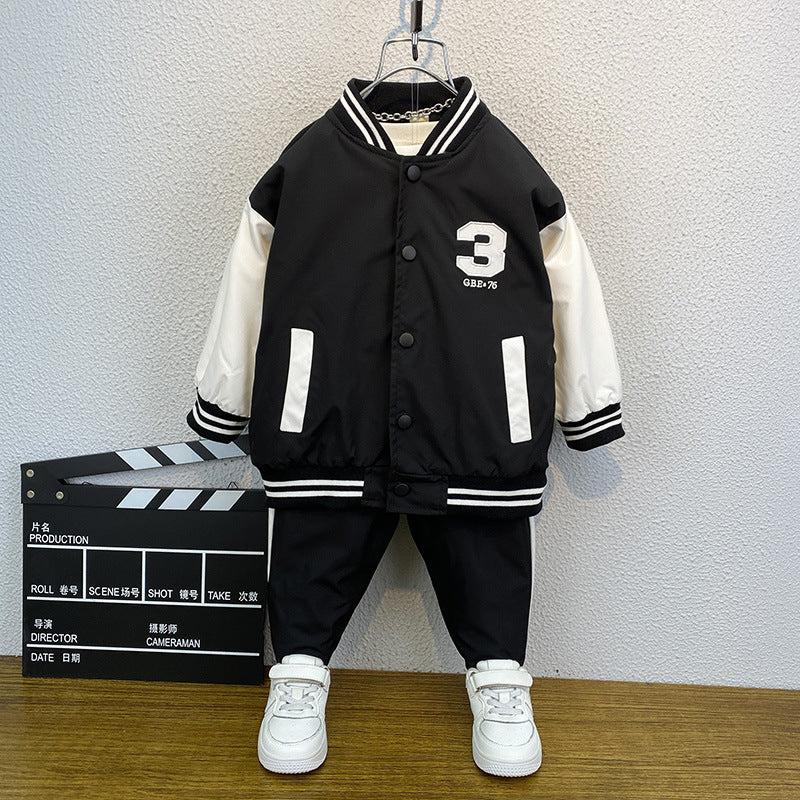 Boys Baseball Uniform Autumn Suit 2022 New Sports Children&#039;s Two-piece Western Style Fashionable Casual Baby Children&#039;s Clothing