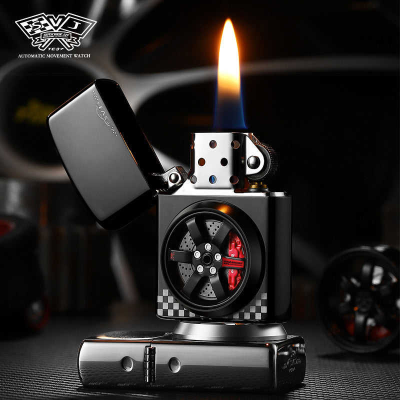 New 360 ° Rotating Wheel Hub Trend Cool Kerosene Lighter Stereo Hollow To Send Boyfriend