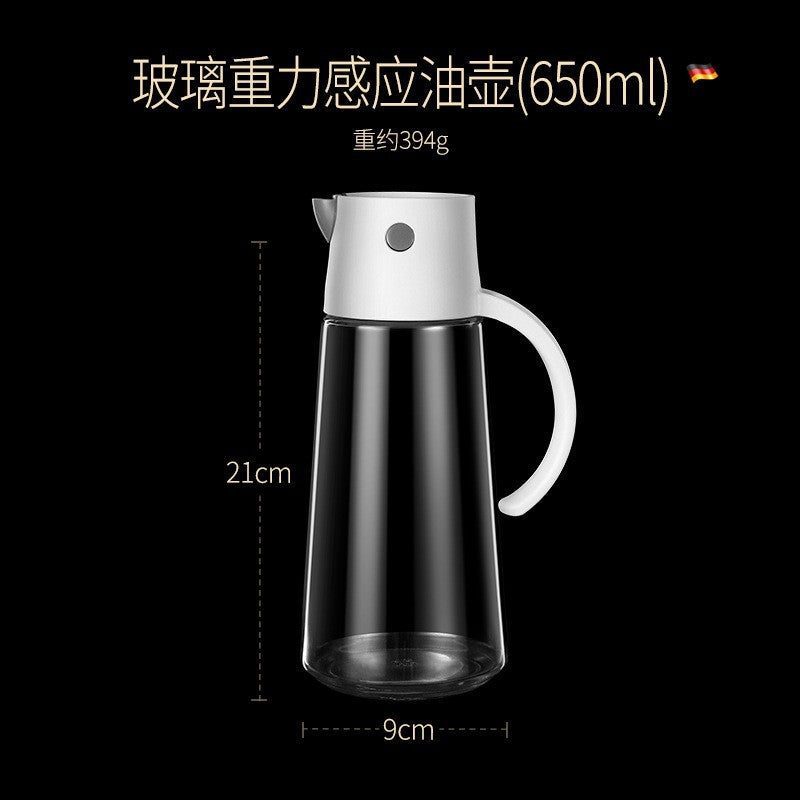 Automatic Opening And Closing Glass Oil Pot Oil Bottle Kitchen Gravity Soy Sauce Bottle Oil Vinegar Bottle Leak-proof Measurable Oil Pot Vinegar Pot