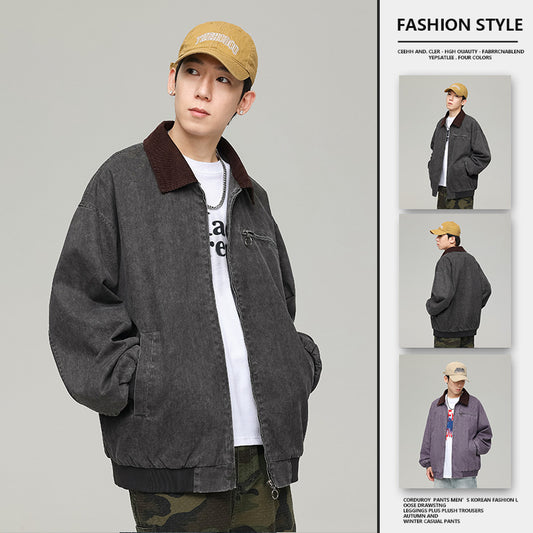 Japanese Men&#039;s Tooling Jacket Men&#039;s Autumn Vintage Mountain Lapel Top All-match Casual Jacket Men&#039;s Wear