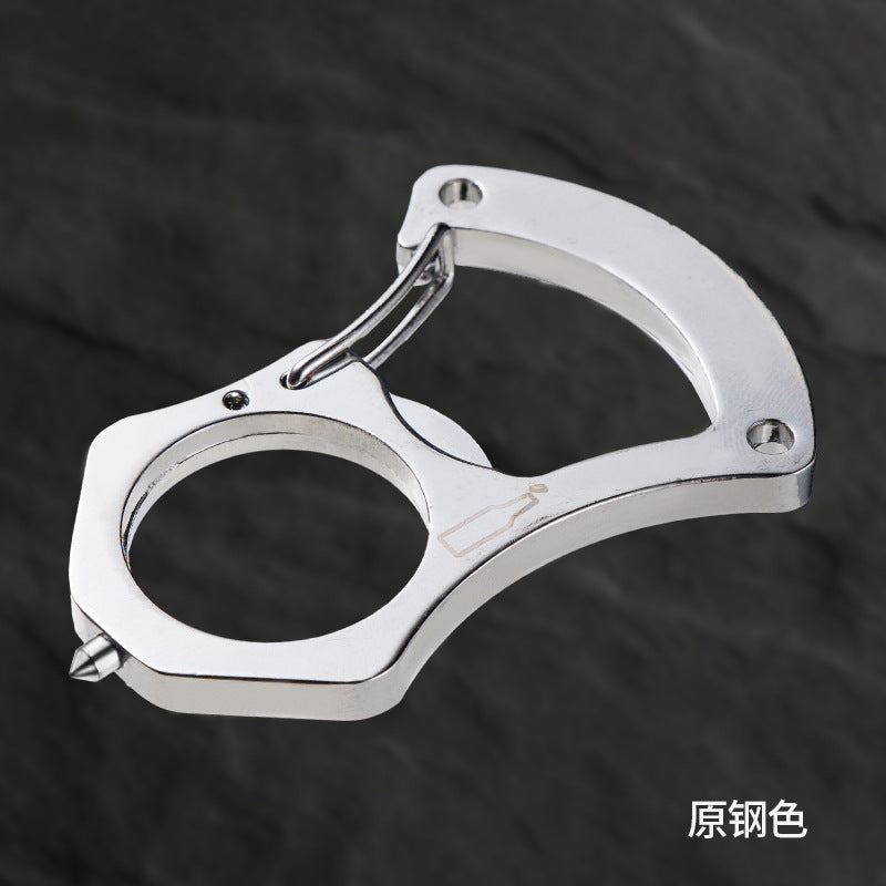 Zhihu Multifunctional Self-defense Keychain Stainless Steel Self-defense Tool Tungsten Steel Cone Head Window Breaker Ring Anti-wolf Artifact