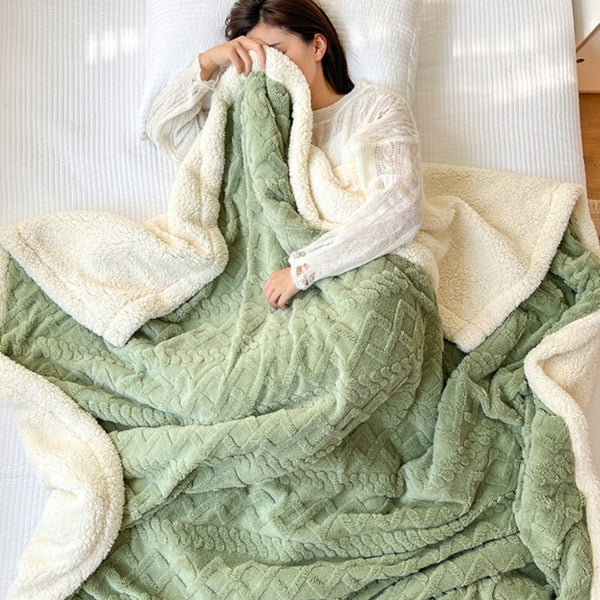 Manta de franela de terciopelo coral grueso Sherpa, manta para la siesta, manta para el sofá, chal de oficina, manta pequeña para aire acondicionado