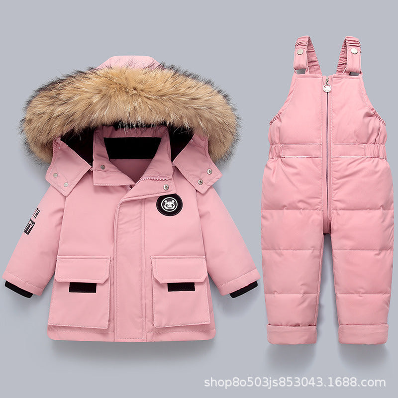 Baby Down Jacket Boys 2022 New Suit Children&#039;s Infants 1-5 Years Old Children&#039;s Western Style Two-piece Winter Suit Thick