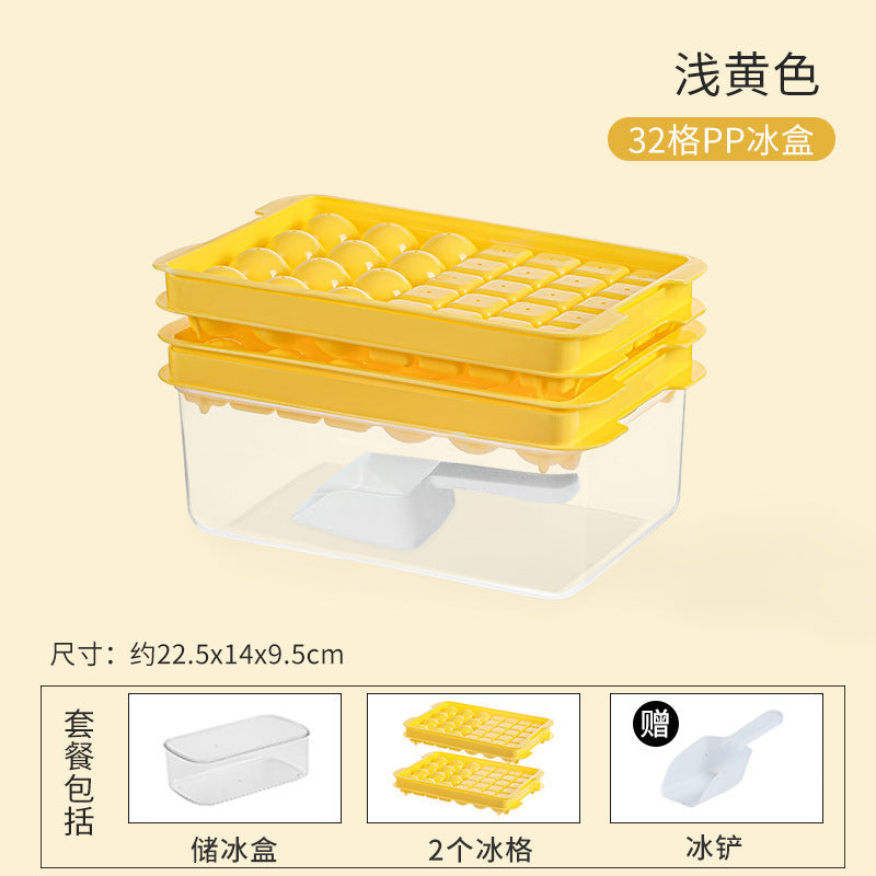 Creative Ice Tray Ice Cube Mold Household Press Ice Tray Mold Refrigerator Ice Making Mold Food Grade Ice Storage Box Set