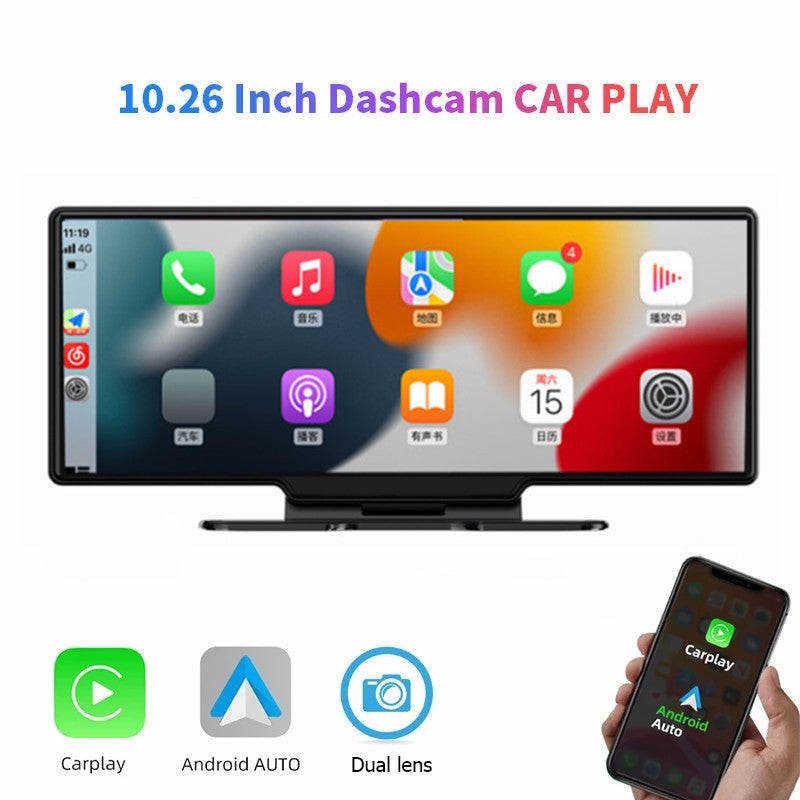 New 4k 10.26inches Front And Rear Dual Recording 1080P Streaming Media Mobile Phone Screencasting Carplay Recorder With AUX