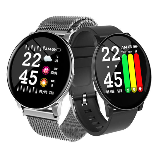 W8 Color Screen Smart Bracelet Round Screen Heart Rate Blood Pressure Exercise Pedometer Message Reminder Push Waterproof