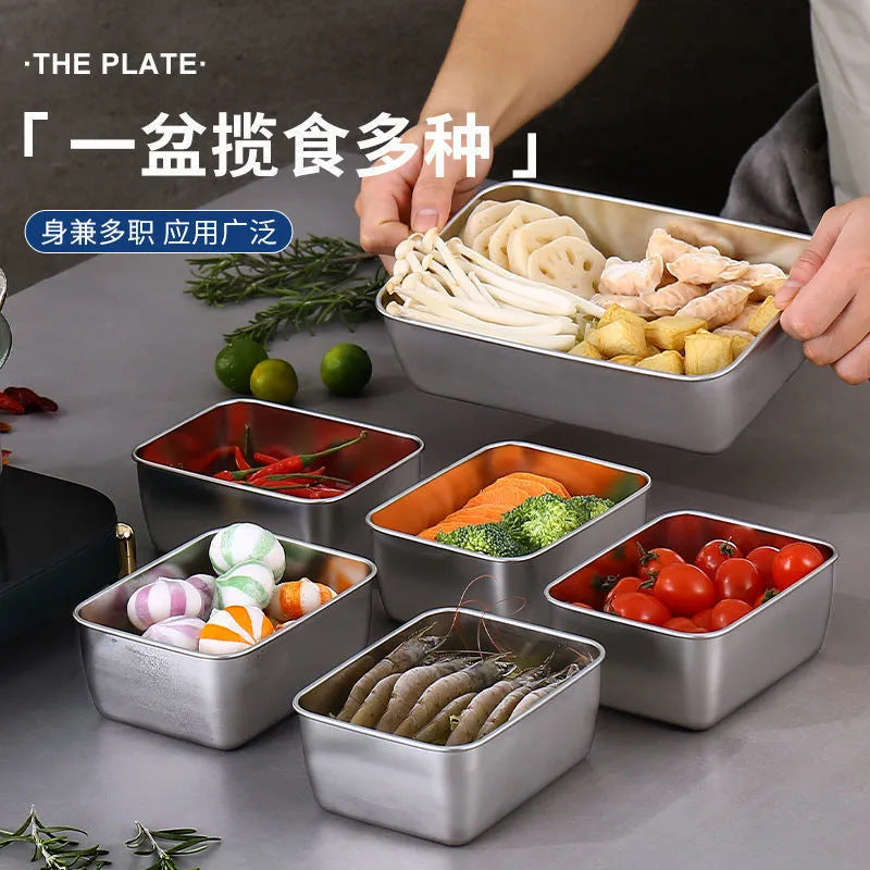 Wholesale Stainless Steel Crisper Box, Commercial Equipped With Vegetable And Small Material Box, Sealed Refrigerator With Lid, Food Preservation And Fruit Box