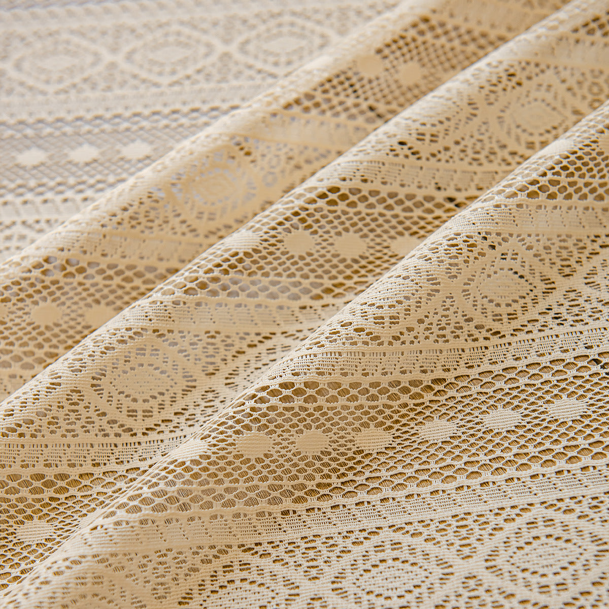 Wood Color Lace Mesh Curtains Living Room Bedroom